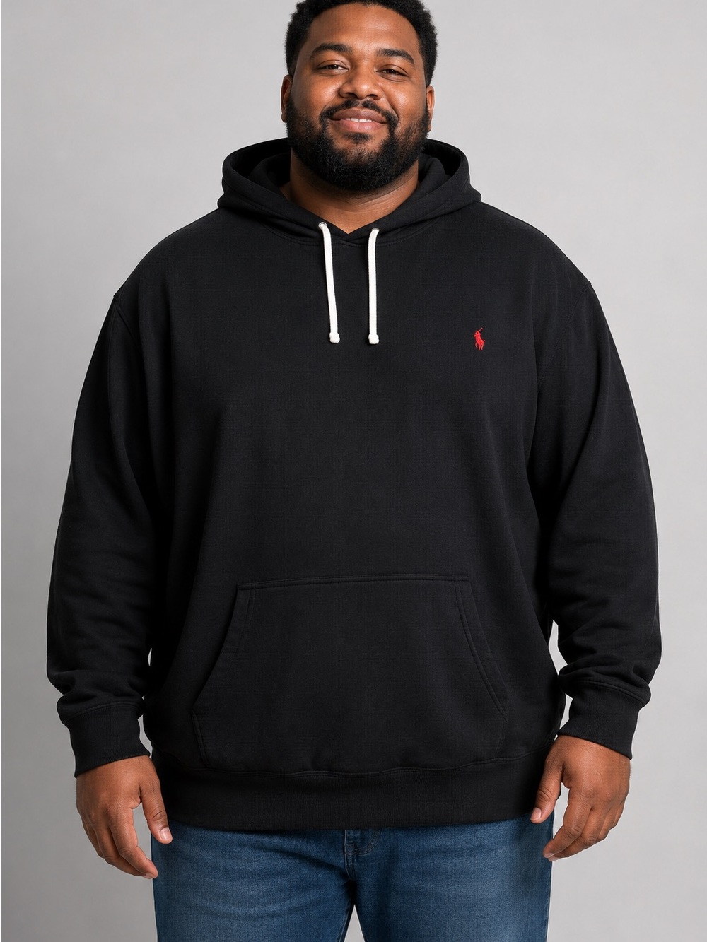 Polo Ralph Lauren Black Pullover Hoodie w/Red Logo Pony Pocket Big & Tall 3XLT